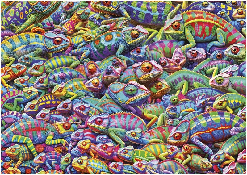 legpuzzel Chameleon Chaos 1000 stukjes volwassenen karton. van Educa, editie Meerkleurig – doos