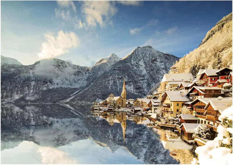 legpuzzel Hallstatt Winter 1500 stukjes volwassenen goud. fra Educa, Flerfarvet-udgave – æske