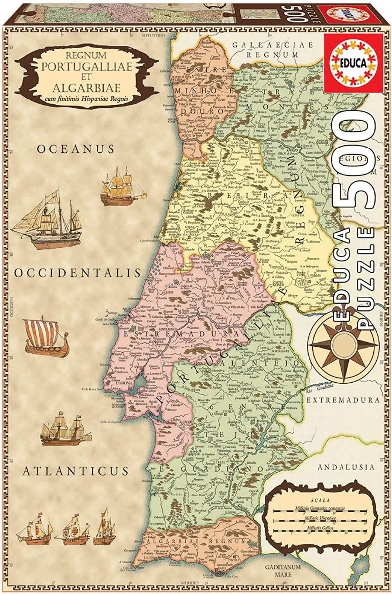 Legpuzzel - Historische Kaart Portugal - 500 stukjes van Educa, editie Beige – doos