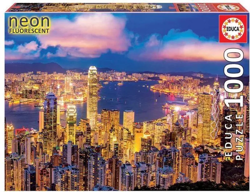Legpuzzel - Hong Kong Skyline NEON - 1000 stukjes van Educa – doos 1 van 2