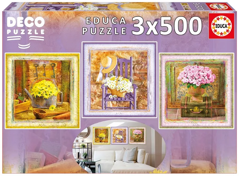 Legpuzzels - 3 van 500 stukjes - Deco Enchanted Moments van Educa, editie Meerkleurig – doos