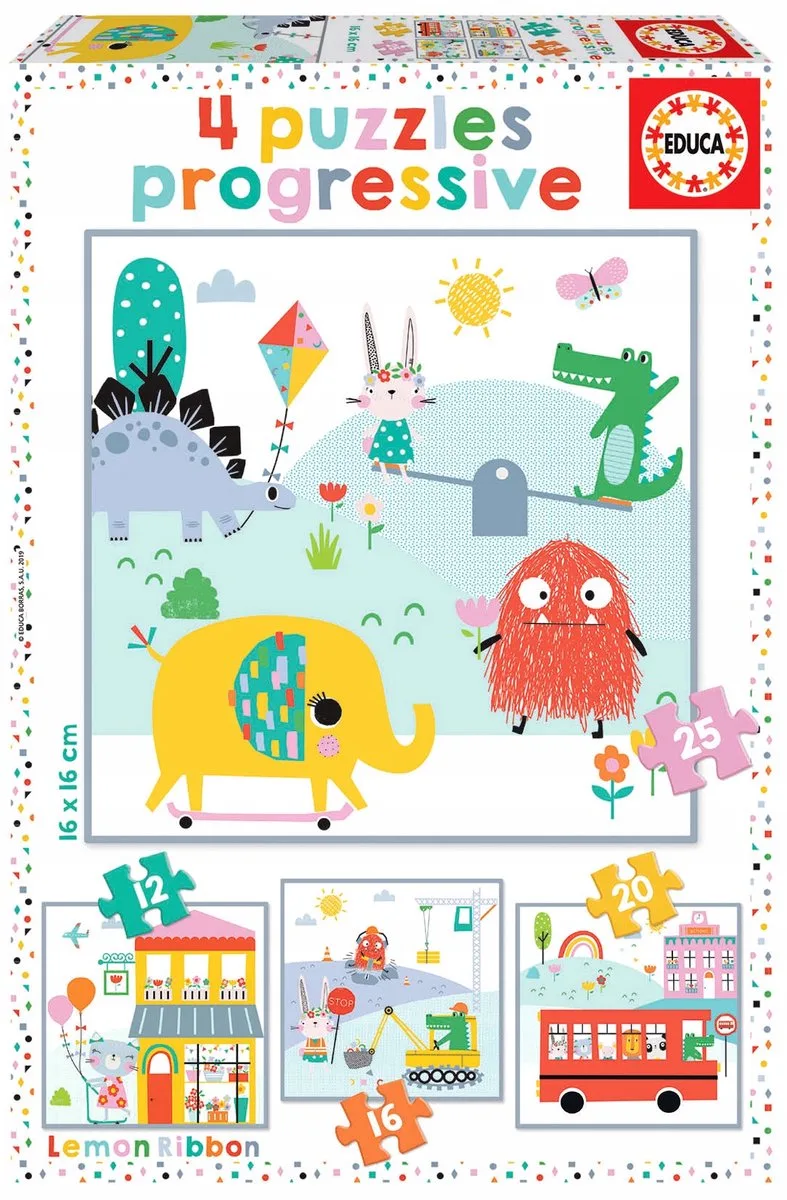 Lemon Ribbon Progressieve Puzzels 12, 16, 20, 25 Stukjes van Educa, editie Meerkleurig – doos