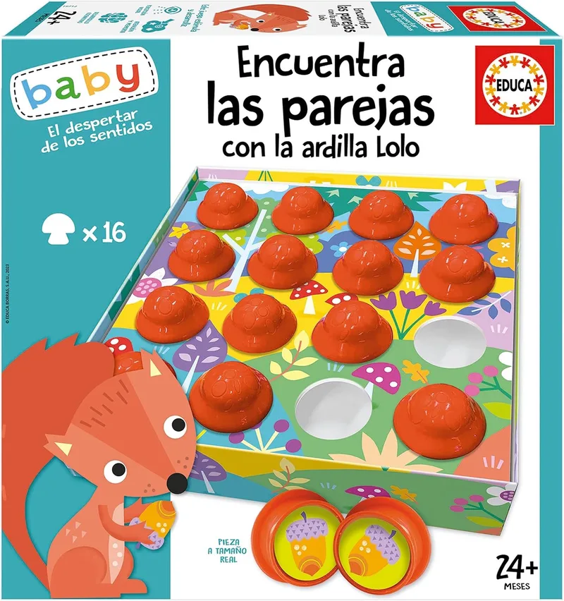 Merkloos Baby Spel: Zoek de Paren met Eekhoorn Lolo van Educa, editie Meerkleurig – doos