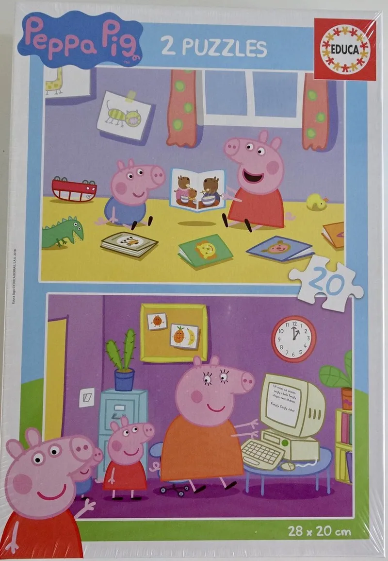 Merkloos Peuter Puzzel 2 x 20 Stukjes - Peppa Pig fra Educa – æske