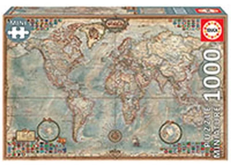 Miniatuur puzzel - 1000 stuks - Wereldkaart van Educa, editie Meerkleurig – doos