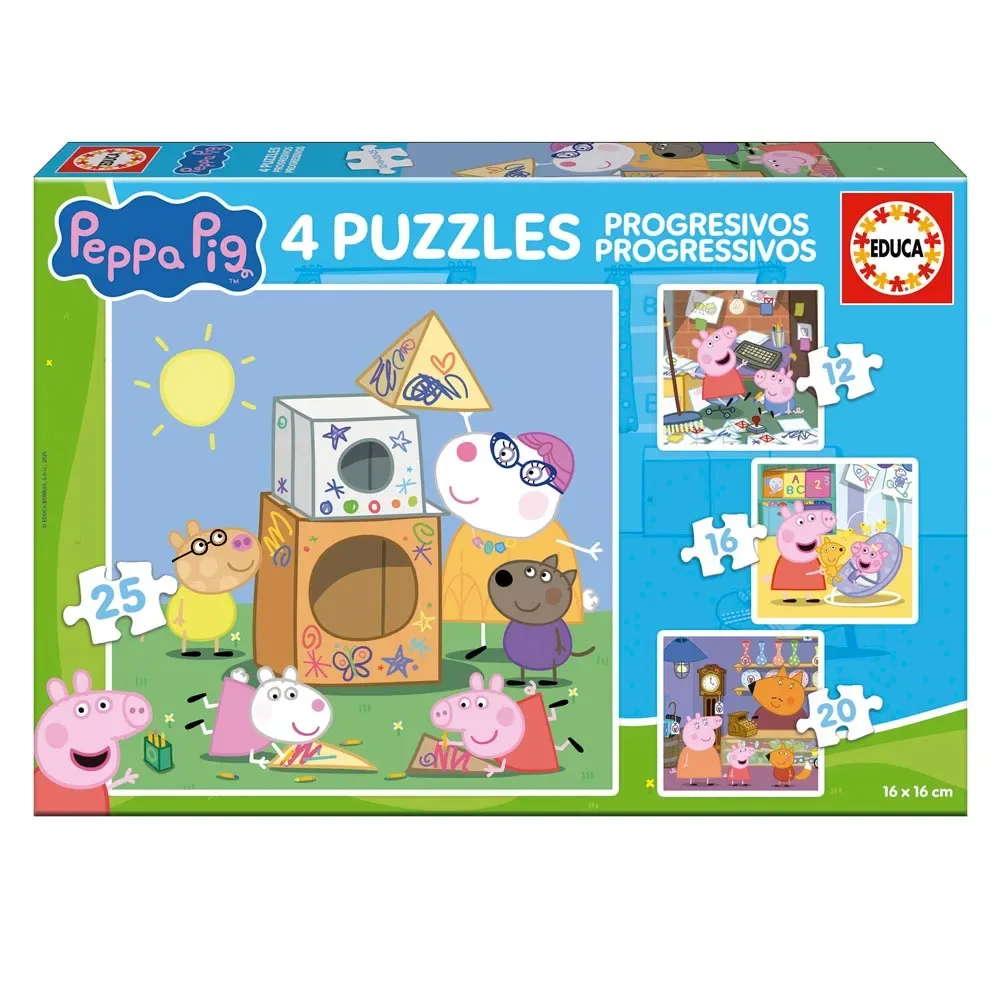 Peppa Pig Progressieve 12-16-puzzel 20-25 Stukken från Educa – kartong