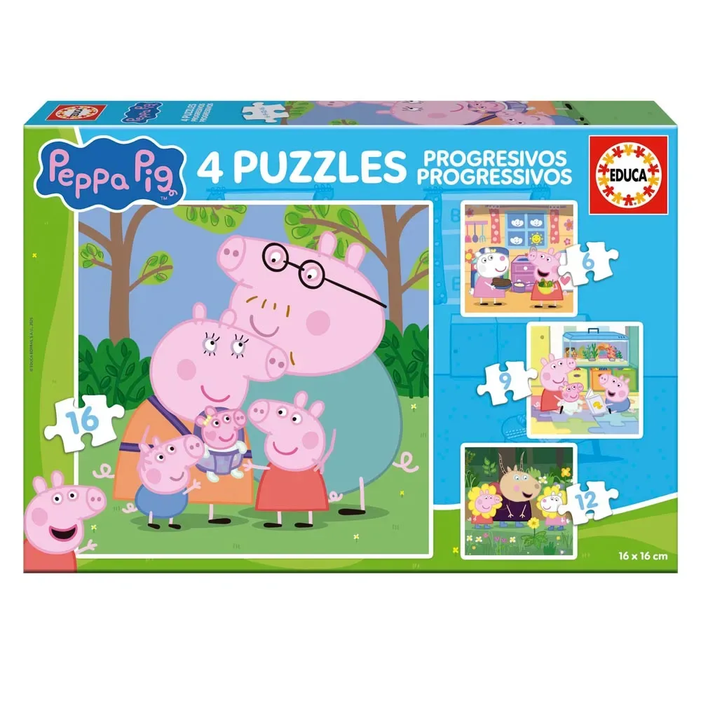 Peppa Pig Progressieven 6-9-puzzel 12-16 Stukken från Educa – kartong