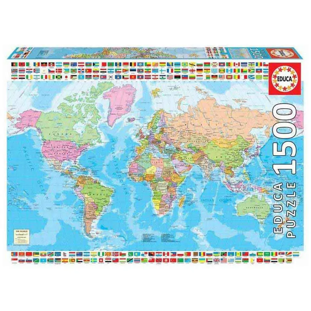 Politieke Wereldkaart Puzzel 1500 Stukken från Educa – kartong
