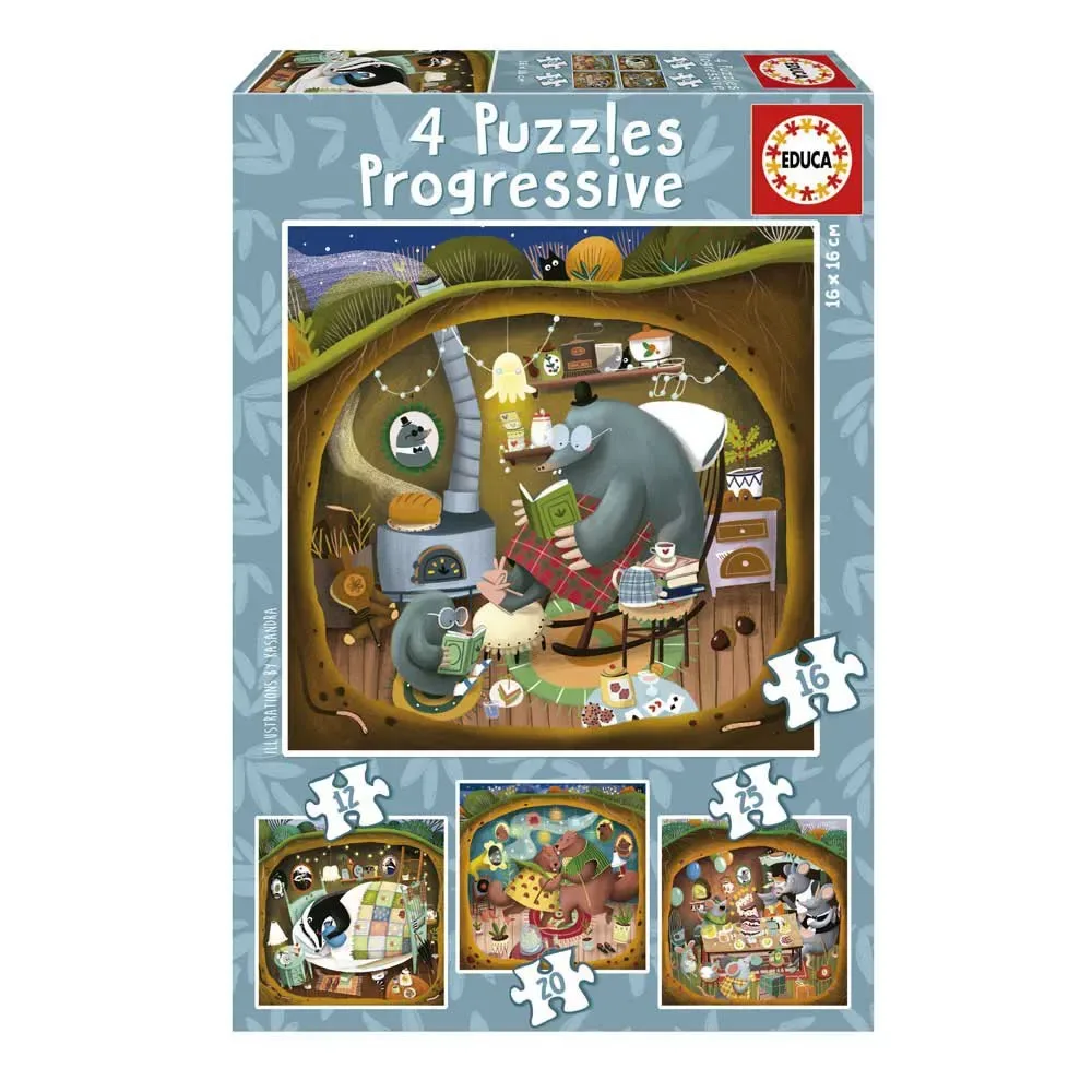 Progressieve 12-16-20-25-delige Bosverhalen-puzzel från Educa – kartong