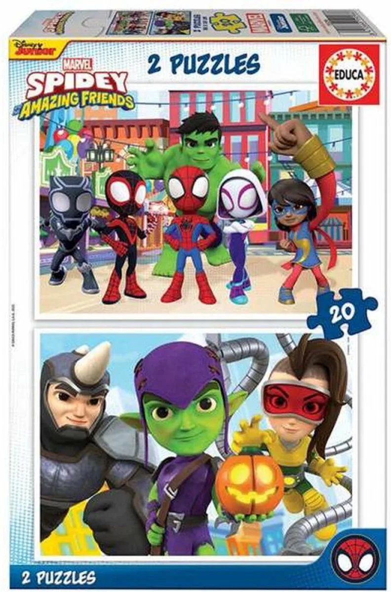 puzel - 2 x 20 stuks - Spidey & His Amazing Friends van Educa, editie Meerkleurig – doos