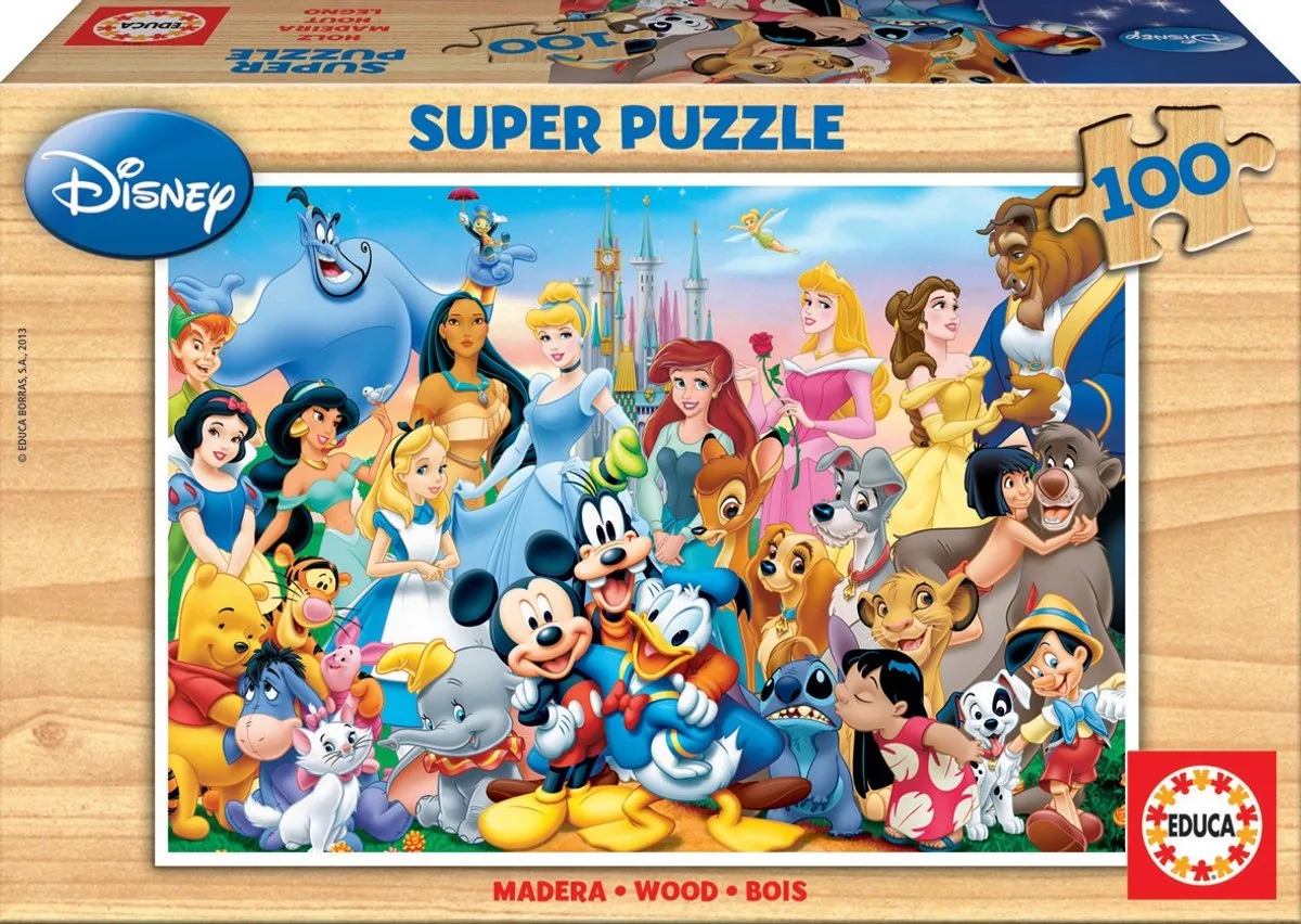 Puzzel 100 stukjes - De magische wereld van Disney - Puzzel in hout från Educa, utgåva Flerfärgad – kartong