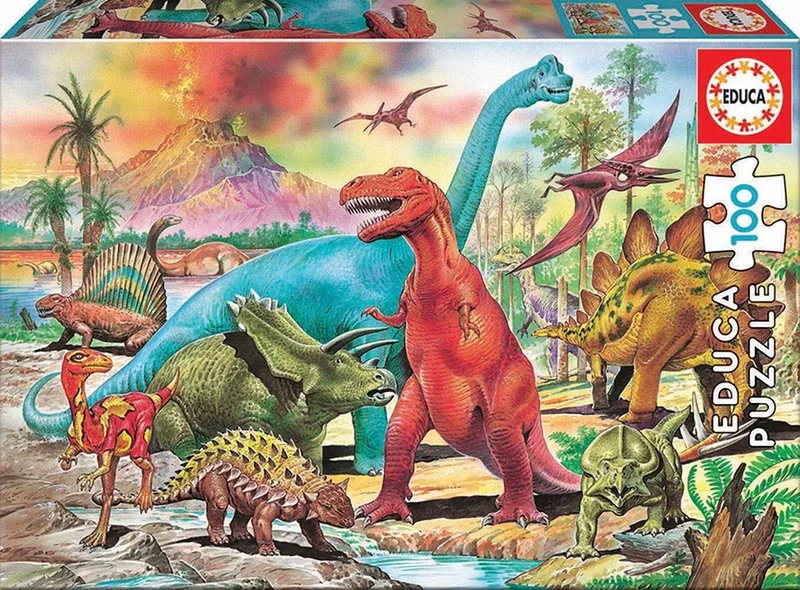 Puzzel - 100 stukjes - Dinos - Dinosaurussen - Kinderpuzzel - Legpuzzel from Educa, Multicolour edition – box