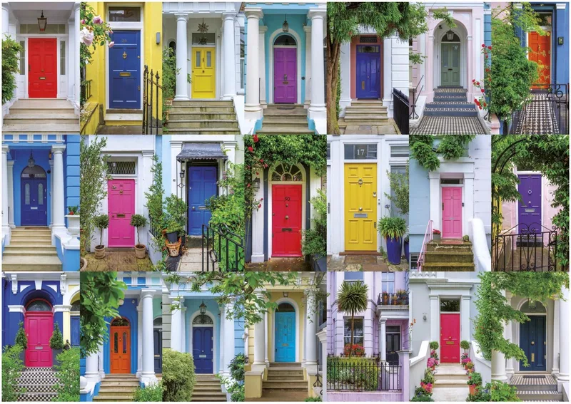 Puzzel 1000 stukjes - De deuren van Notting Hill van Educa, editie Meerkleurig – doos