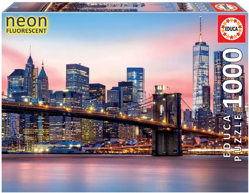 puzzel 1000 stuks - Brooklyn Bridge - NEON van Educa, editie Meerkleurig – doos