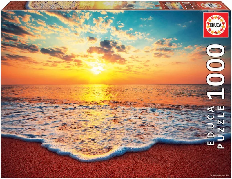 puzzel - 1000 stuks - ONDERGAANDE ZON van Educa, editie Blauw – doos
