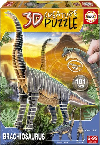 puzzel - 112 stuks - 3D BRACHIOSAURUS de Educa, édition Multicolore – boîte 1 sur 4