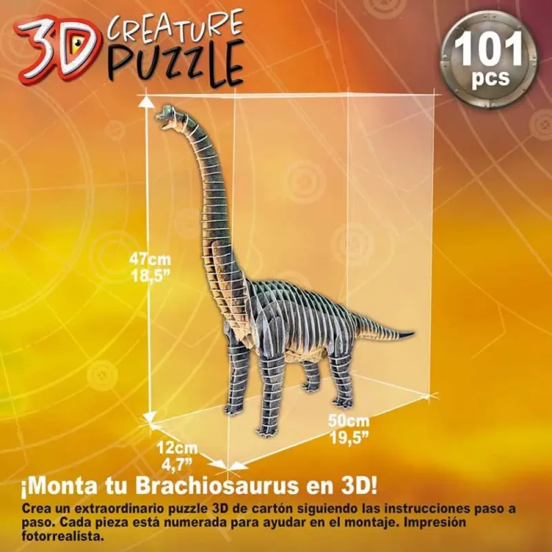 puzzel - 112 stuks - 3D BRACHIOSAURUS de Educa, édition Multicolore – boîte 4 sur 4