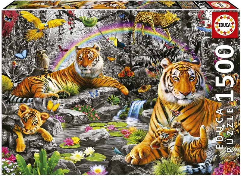 puzzel - 1500 stuks - Tijgers van Educa, editie Meerkleurig – doos