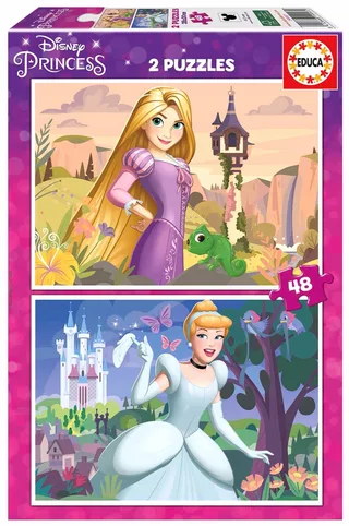 Puzzel 2 x 48 Stukjes - Tangled / Assepoester de Educa – boîte 1 sur 4
