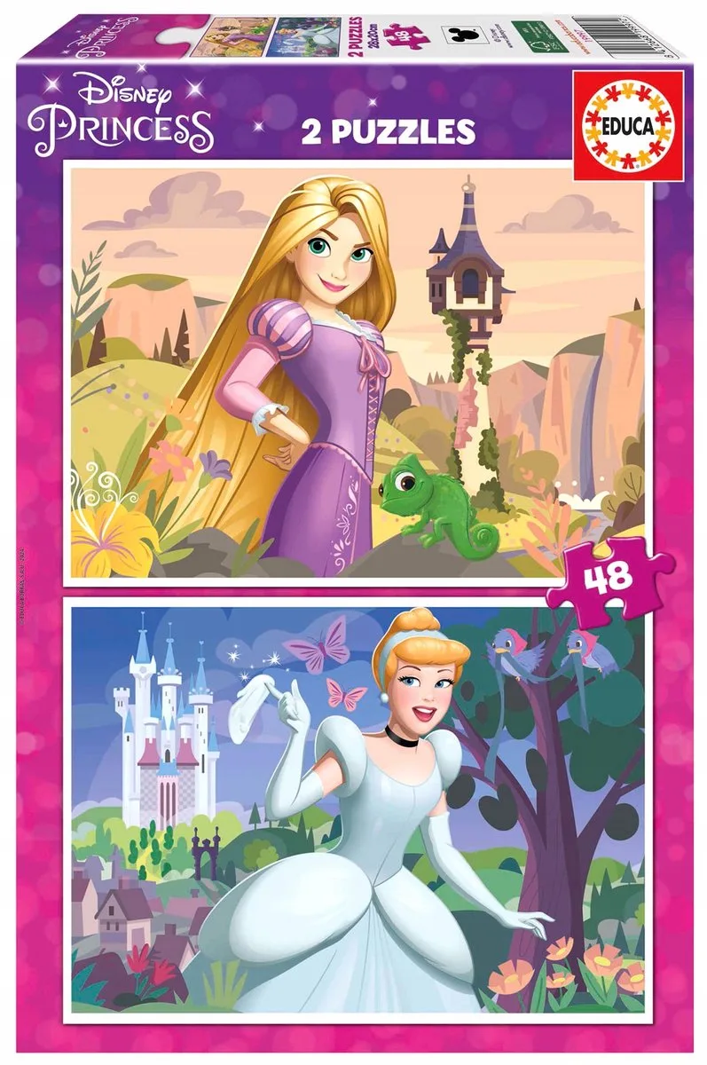 Puzzel 2 x 48 Stukjes - Tangled / Assepoester de Educa – boîte 1 sur 4