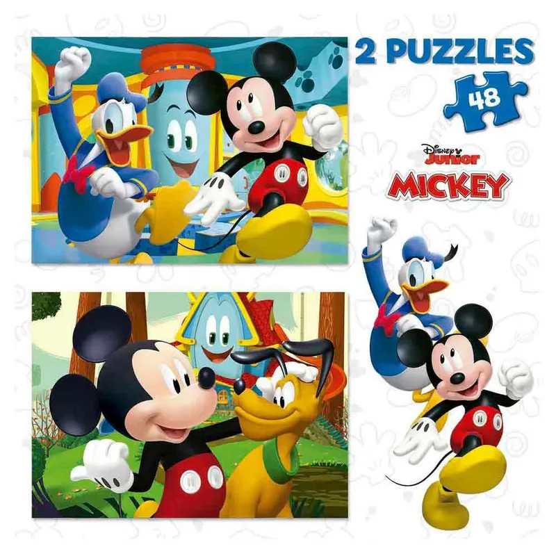puzzel - 2 x 48 stuks - MICKEY EN VRIENDEN DISNEY van Educa, editie Meerkleurig – doos 3 van 3