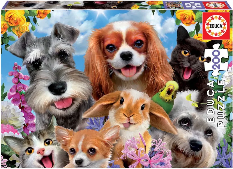 puzzel - 200 stuks - HUISDIEREN SELFIE de Educa, édition Multicolore – boîte