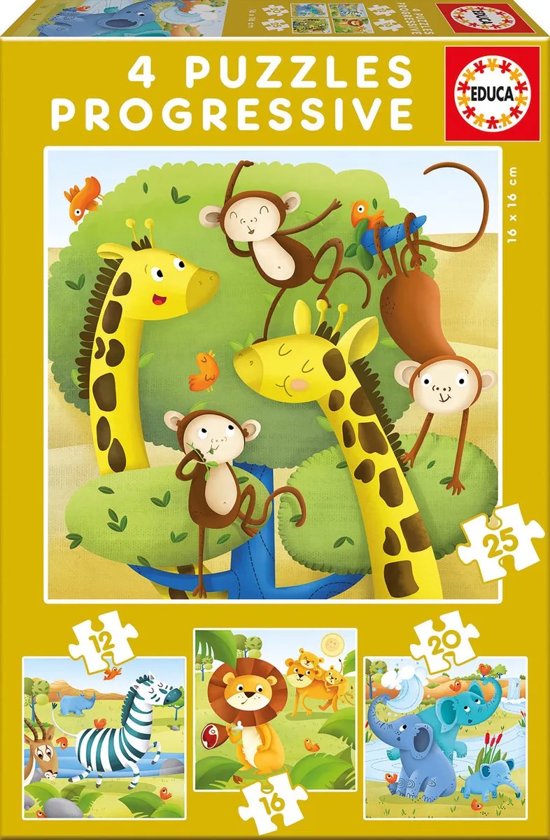 puzzel - 4 progressieve puzzels från Educa, utgåva Flerfärgad – kartong