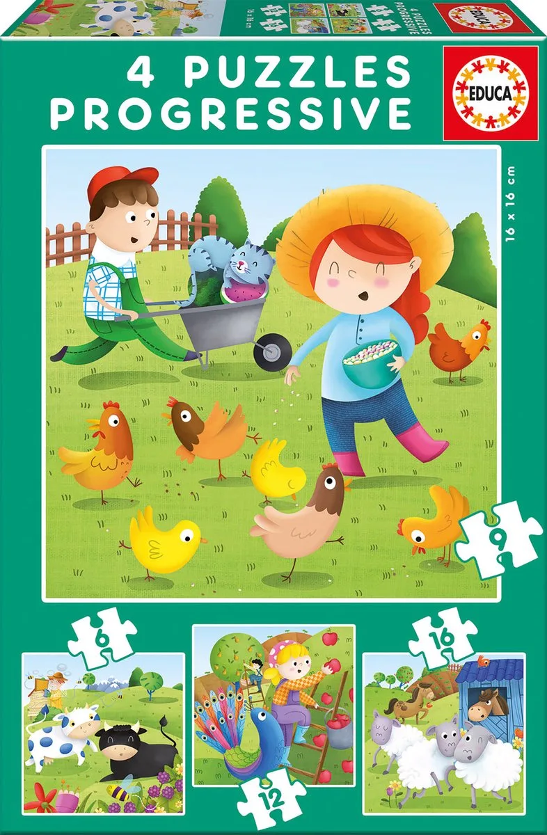 puzzel - 4 progressieve puzzels från Educa, utgåva Flerfärgad – kartong