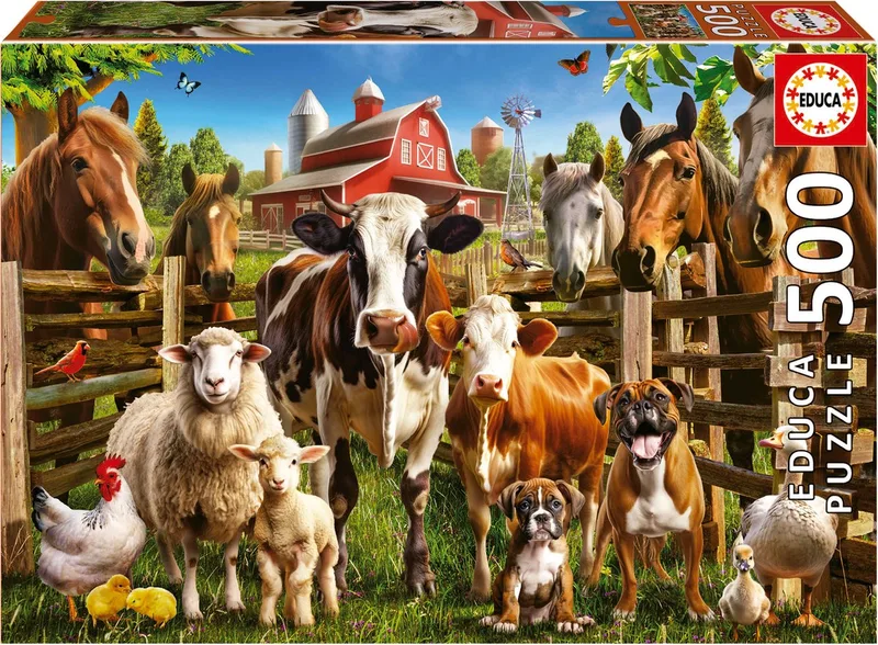 puzzel - 500 stukjes - De slimmerikken van de boerderij - Legpuzzel from Educa, Multicolour edition – box 1 of 2