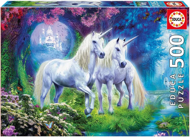 puzzel - 500 stuks - eenhoorns van Educa, editie Meerkleurig – doos