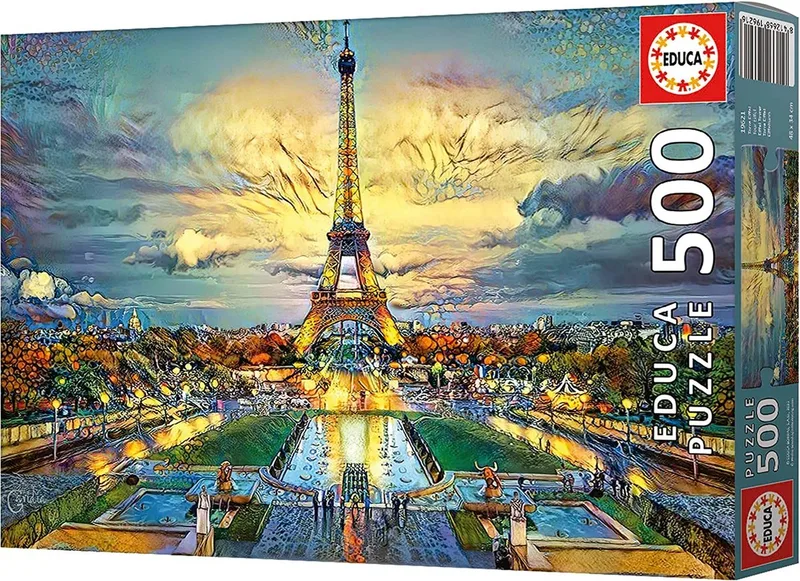 puzzel - 500 stuks - Eiffeltoren van Educa, editie Meerkleurig – doos