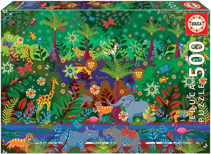 puzzel - 500 stuks - JUNGLE van Educa, editie Meerkleurig – doos