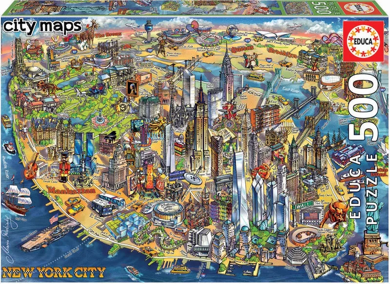 puzzel - 500 stuks - Kaart New York from Educa, Multicolour edition – box