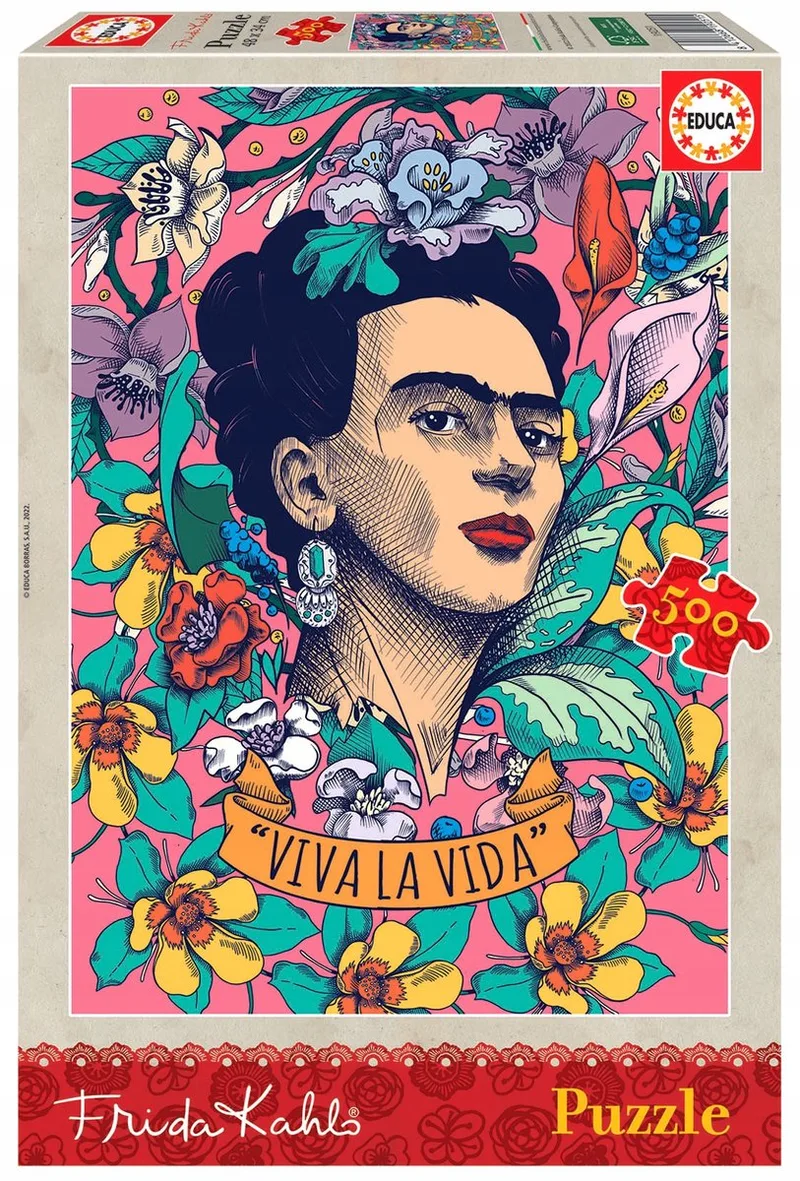 puzzel - 500 stuks - Viva la Vida, Frida Kahlo van Educa, editie Meerkleurig – doos