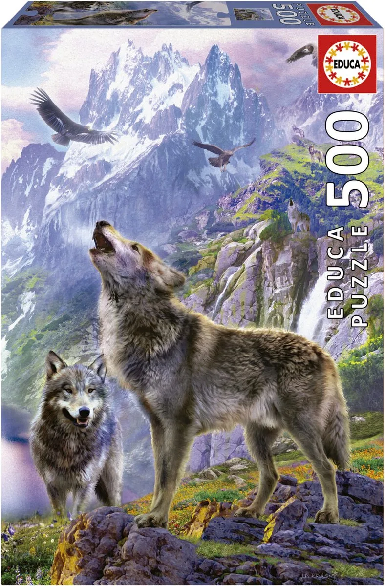 Wölfe In Felsen Puzzle 500 Stücke von Educa, Ausgabe Mehrfarbig – Schachtel