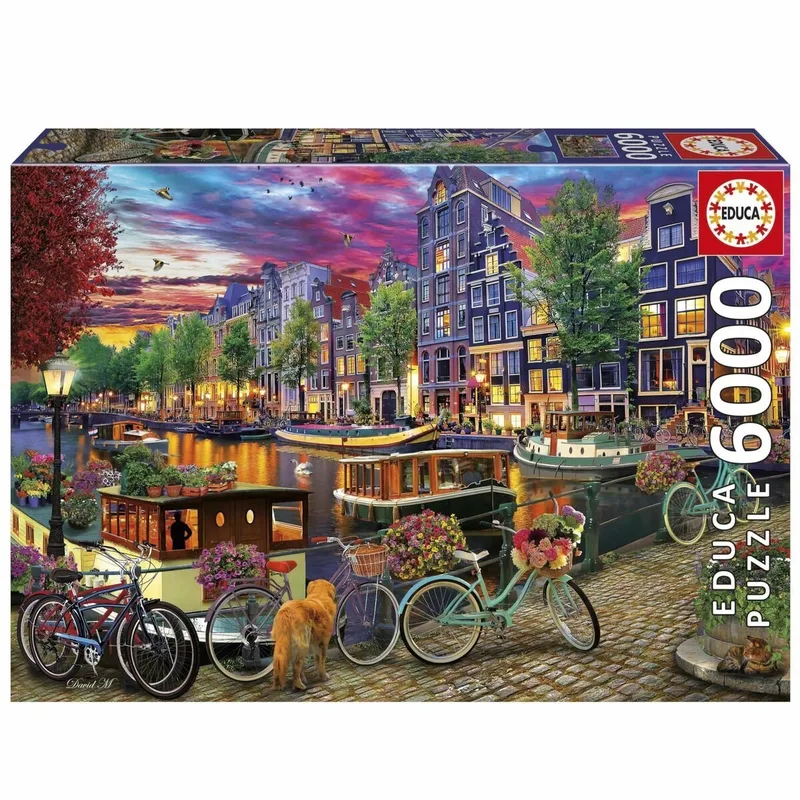 Puzzel 6000 stukjes - Fietsen in Amsterdam fra Educa, Flerfarvet-udgave – æske