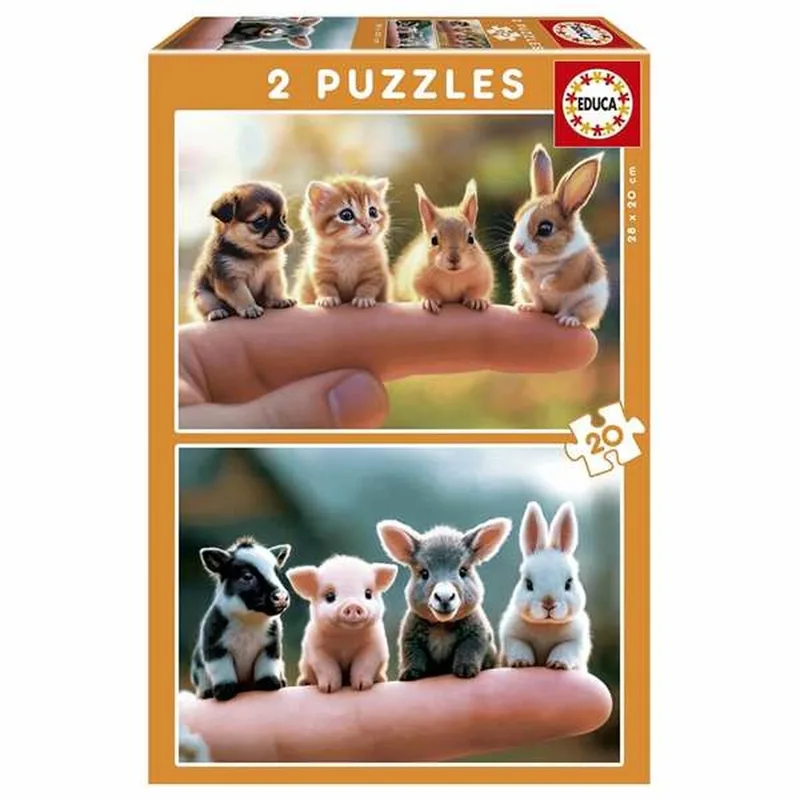 Puzzel - Baby Animals - 2 x 20 stukjes - Kinderpuzzel van Educa, editie Meerkleurig – doos