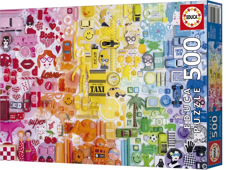 Puzzel - collage kleuren - 500 stukjes karton - Legpuzzel van Educa, editie Meerkleurig – doos