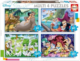 puzzel - Disney classic multi - 4 puzzels 50-80-100-150 stukjes from Educa, Multicolour edition – box 1 of 2