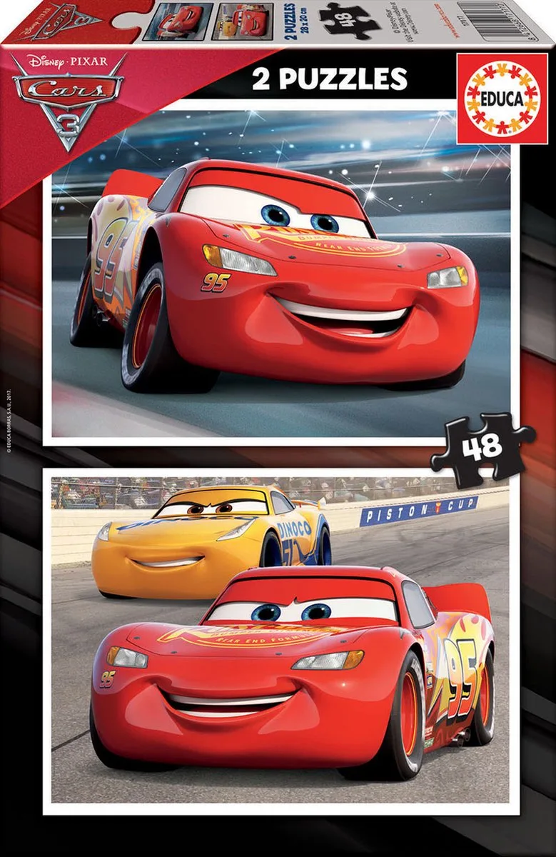 puzzel - Disney Pixar Cars 3 - 2 x 48 Stukjes van Educa, editie Meerkleurig – doos