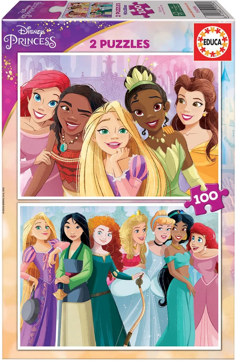 puzzel - Disney Princess (2 x 100 pcs) van Educa, editie Meerkleurig – doos
