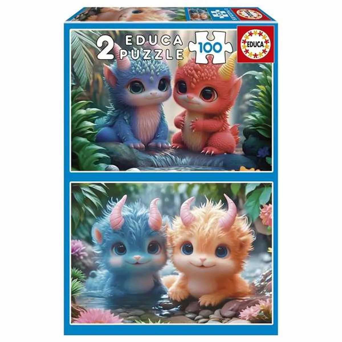 Gulliga Monster 2x100 Bitars Pussel från Educa, utgåva Flerfärgad – kartong