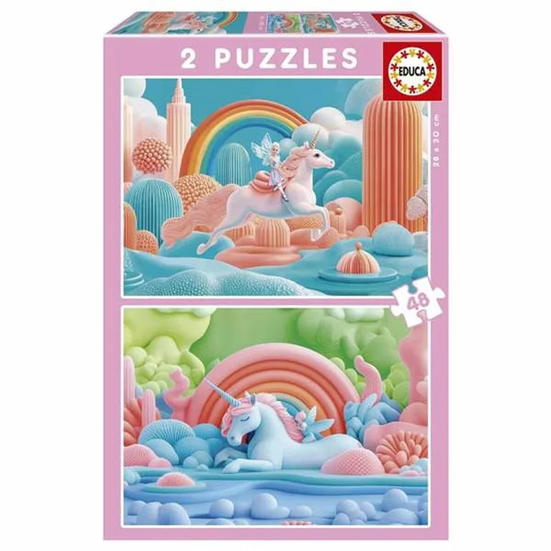Puzzel Educa Magic Unicorns (2 Stuks) de Educa, édition Multicolore – boîte