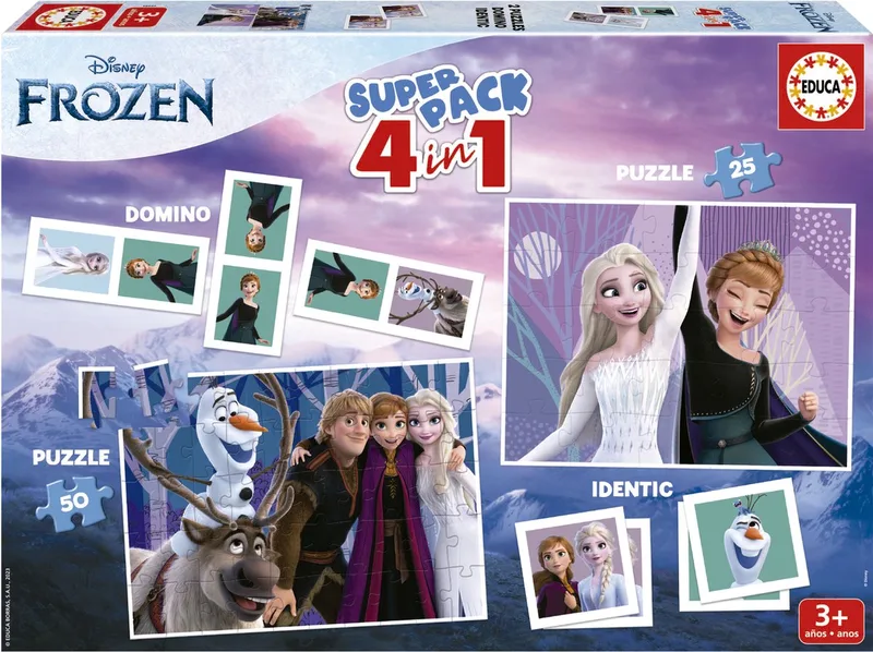 puzzel + educatief spel - Superpack 4 in 1 Frozen from Educa, Multicolour edition – box 1 of 3