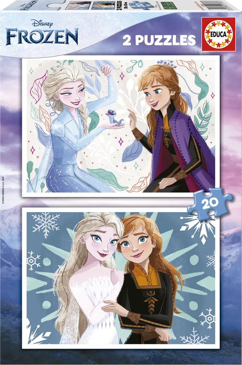 Puzzel - Frozen - 2 x 20 stukjes - Legpuzzel voor kinderen van Educa, editie Meerkleurig – doos 1 van 2