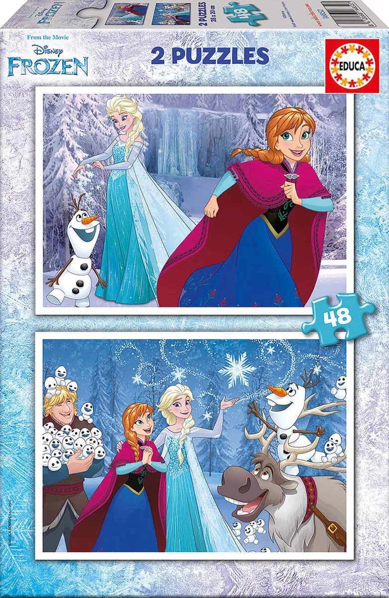 puzzel - Frozen - 2 x 48 stukjes - Legpuzzel voor kinderen van Educa, editie Meerkleurig – doos
