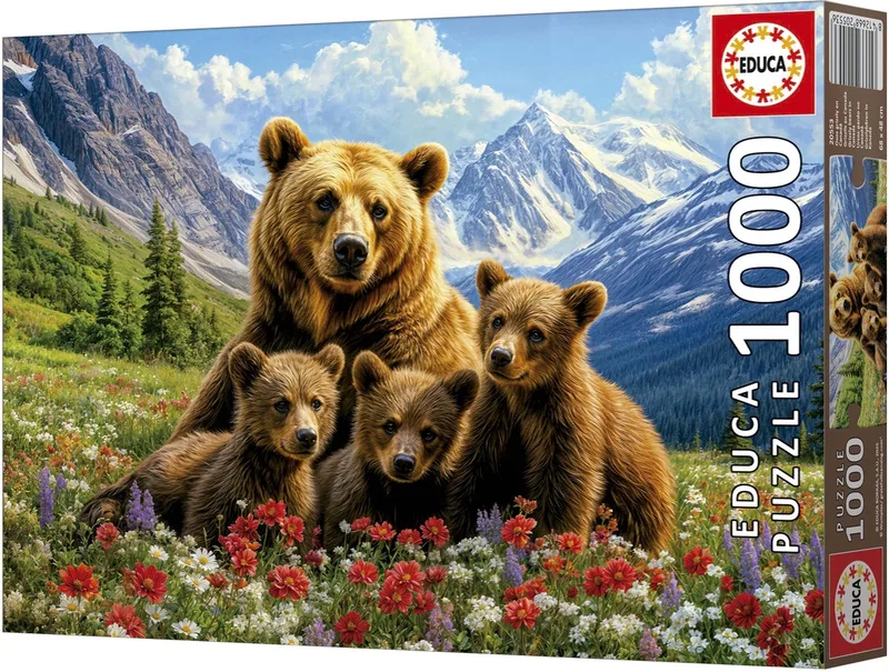Puzzel - Grizzlyberen Canada - 1000 stukjes - Legpuzzel van Educa, editie Meerkleurig – doos 1 van 3