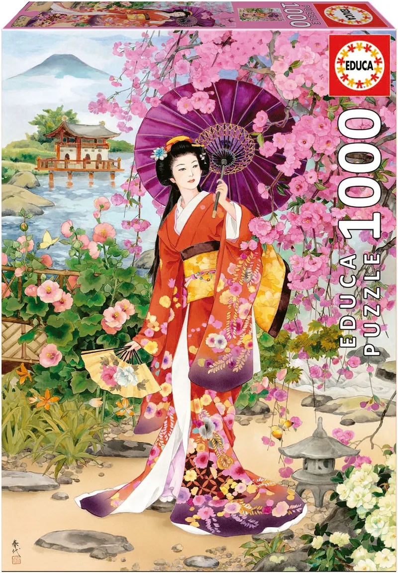 Puzzel- HARUYO MORITA - 1000 stukjes - Legpuzzel volwassenen de Educa, édition Rose – boîte