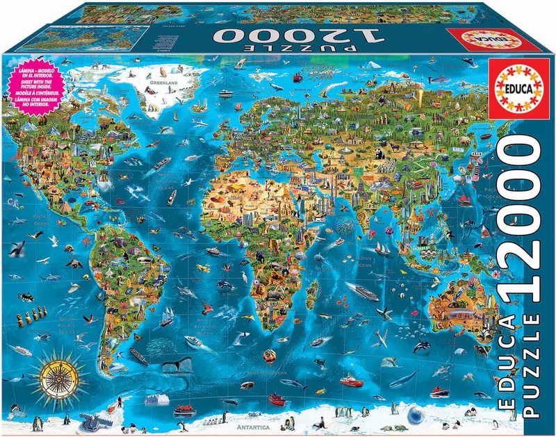 puzzel Het Mooiste van de Wereld 12000 stukjes cadeau. de Educa, édition Multicolore – boîte