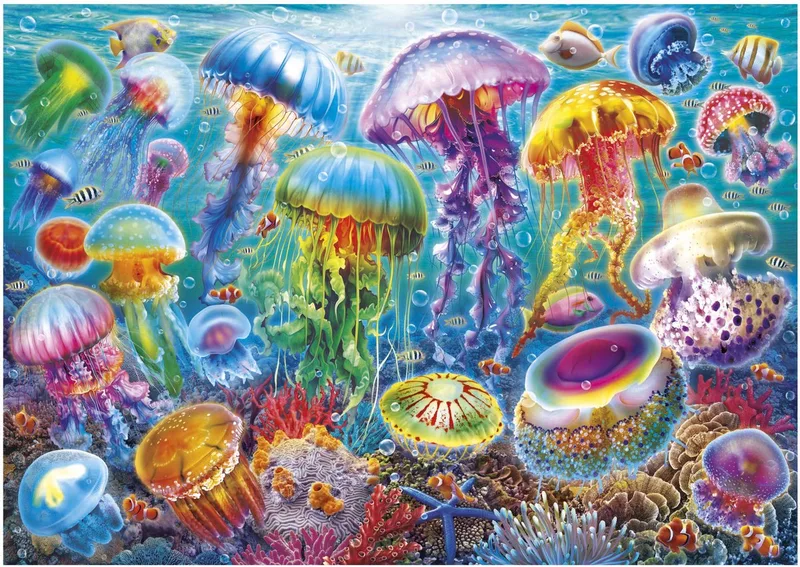 puzzel Jellyfish - 1000 stukjes legpuzzel volwassenen. van Educa, editie Meerkleurig – doos